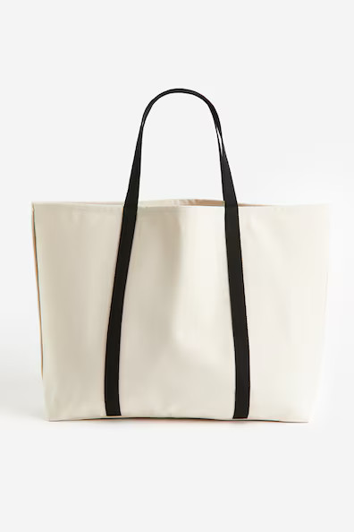 H & M - Cotton Canvas Beach Bag - Black | H&M (US + CA)