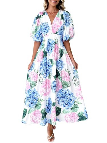 Sissyaki Women's Floral Maxi Dress 2026 Summer Spring Wedding Guest Dress Hydrangea Pink Blue Print M | Amazon (US)