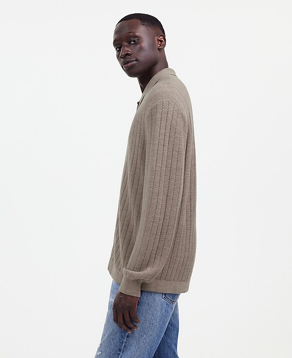 Button-Up Long-Sleeve Polo Shirt in Merino Wool | Madewell | Madewell