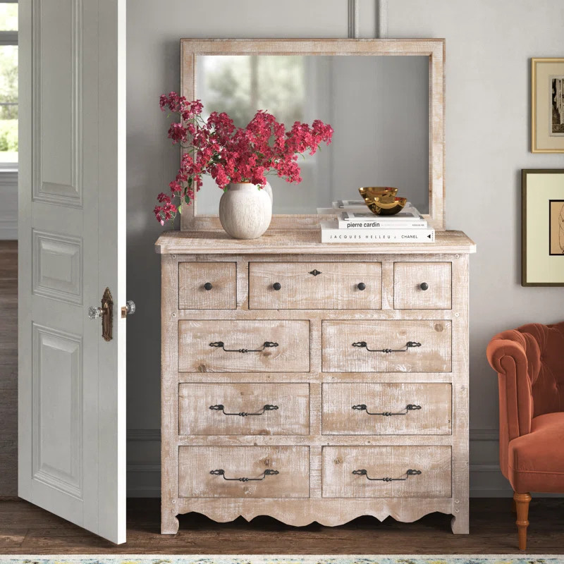 Lyra 9 Drawer Double Dresser with Mirror | Wayfair North America