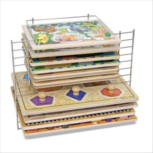 Melissa & Doug Deluxe Metal Wire Puzzle Storage Rack for 12 ...