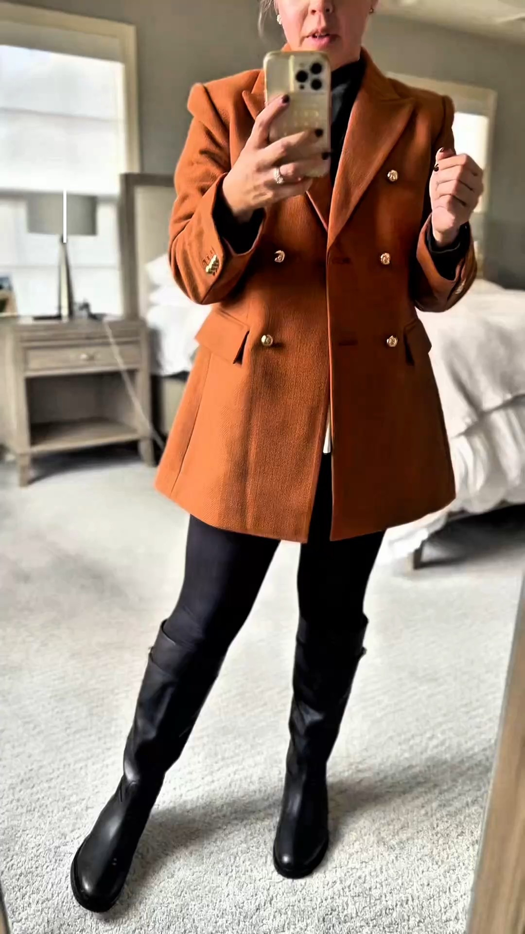 This coat is light enough to be a blazer and I love the longer length! Wearing my true size of 4 petite. Boots fit tts! 

Fall outfits, workwear, blazer, petite outfit, leggings, knee high boots 

#LTKSaleAlert #LTKPetite #LTKWorkwear