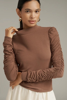 Walter Baker Chaya Long-Sleeve Ruched Top | Anthropologie (US)