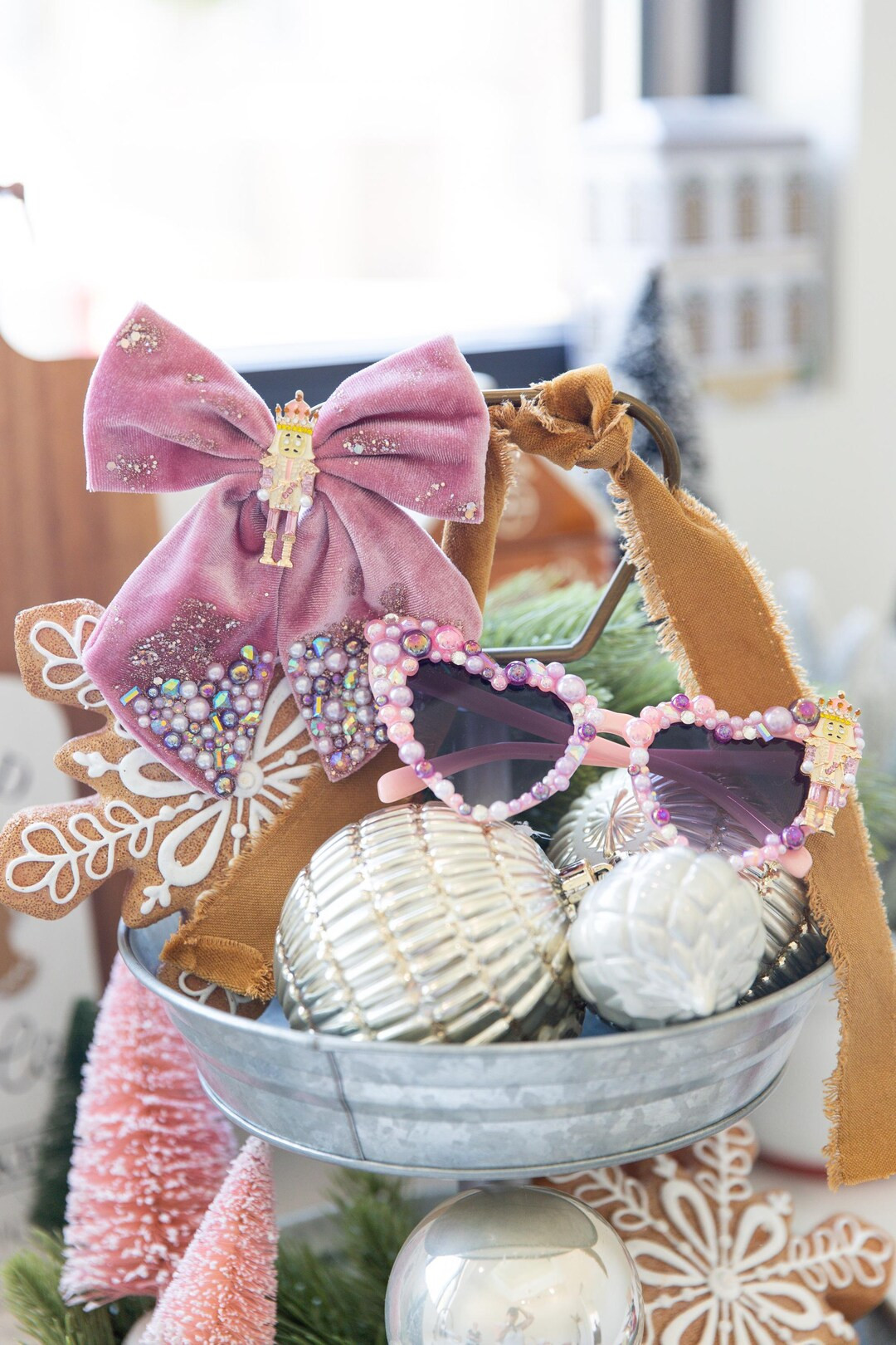 Nutcracker Hair Bow: Pink Velvet Christmas Party Bow - Etsy | Etsy (US)