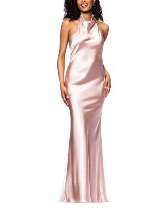 AQUA Charmeuse Halter Neck Long Dress - Exclusive  | Bloomingdale's Women | Bloomingdale's (US)