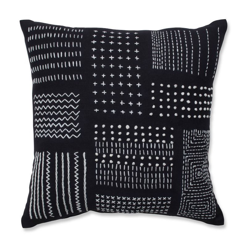 Geometric Stitches Throw Pillow Black/White - Pillow Perfect | Target