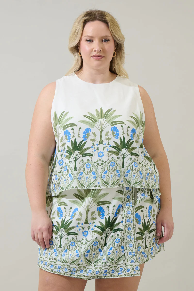 Senara Floral Lisha Sleeveless Tank Top Curve | Sugarlips