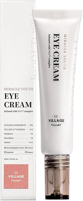 VILLAGE11FACTORY Miracle Youth Eye Cream Retinol 0.1% for beginners 76% Natural Ingredients, Shea... | Amazon (US)