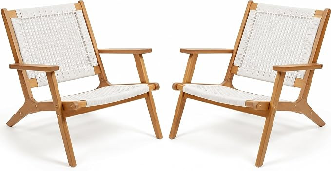 Devoko Patio Chairs, Adirondack Chairs Set of 2 Outdoor Chairs (Beige) | Amazon (US)