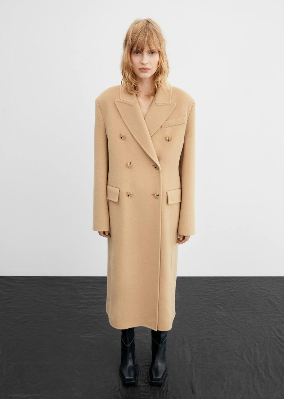 Double-breasted virgin wool coat -  Women | Mango USA | MANGO (US)