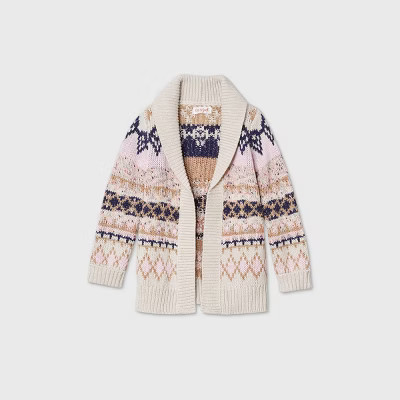 Toddler Girls' Fair Isle Cardigan - Cat & Jack™ Blush Pink/Cream | Target