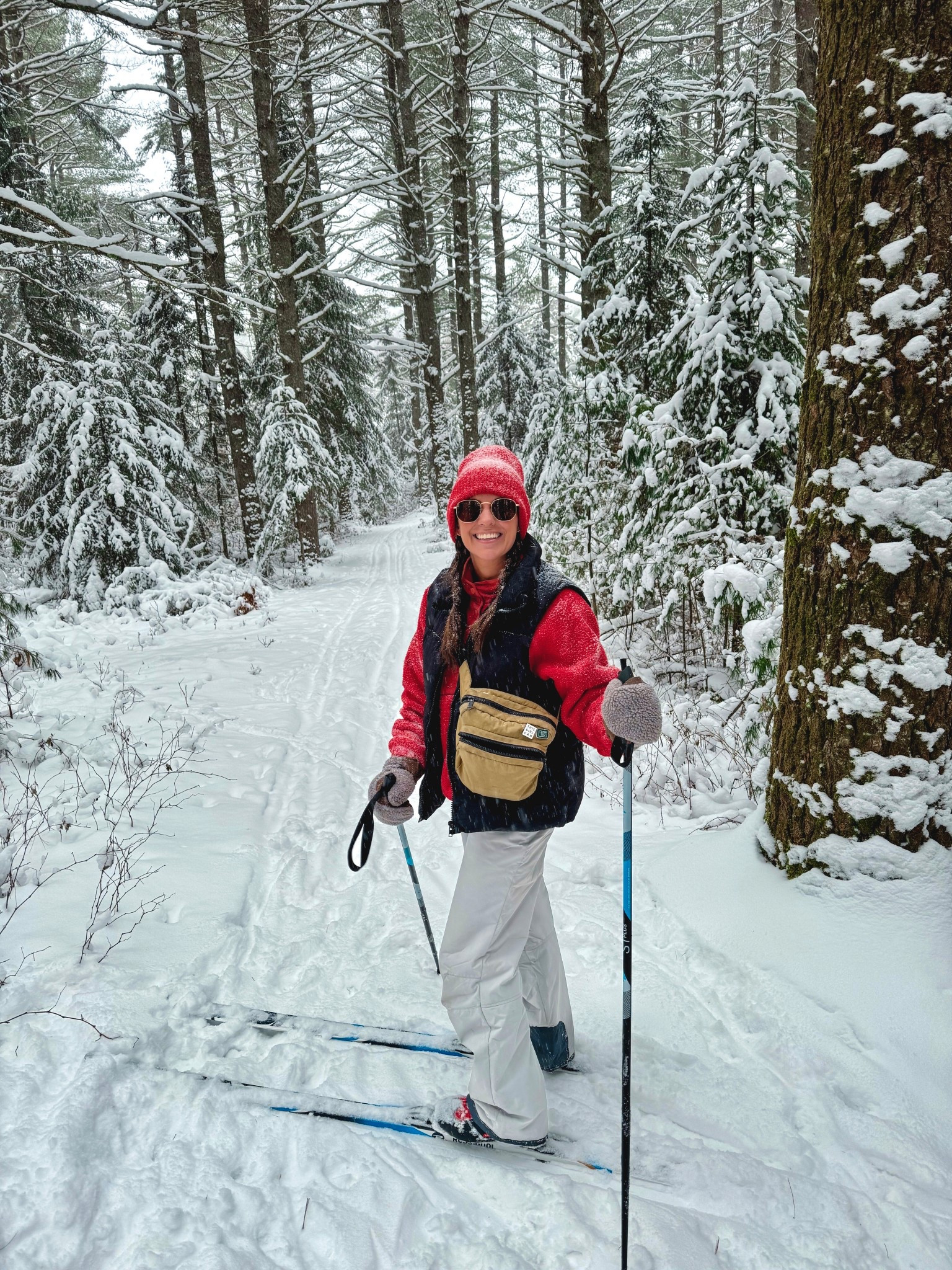 Wearing small in my sherpa pullover, xs in my black puffer vest and I’m wearing the kids size in my snow pants but I linked the women’s version too! 

My hat is from a few year’s ago, but I linked this year’s version. My bag is sold out in my color but available in others. 

#LTKgrwm #LTKActive #LTKFindsUnder100
