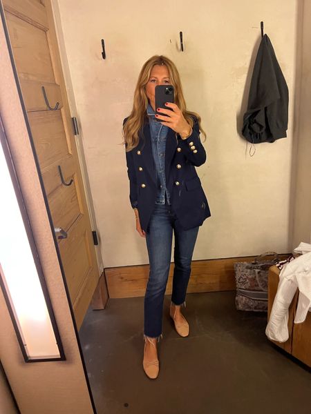 Loving this navy blazer with built in denim jacket! Can you tell I’m ready for Fall?! 

#LTKunder100 #LTKSeasonal #LTKstyletip