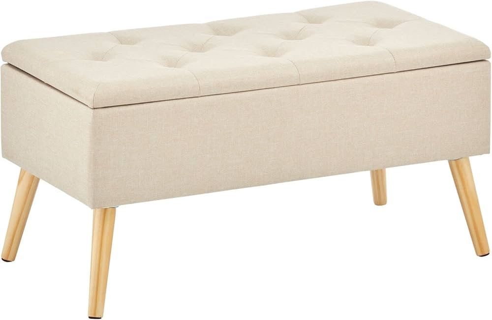mDesign Rectangle Storage Bench Foot Rest Chair - Long Tufted Furniture Organizer and Seat with W... | Amazon (US)