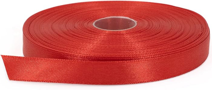 Red Satin Ribbon Roll, 1/2 inch x 50 Yards, Double Face Solid Color, Thick and Durable, 100% Poly... | Amazon (US)