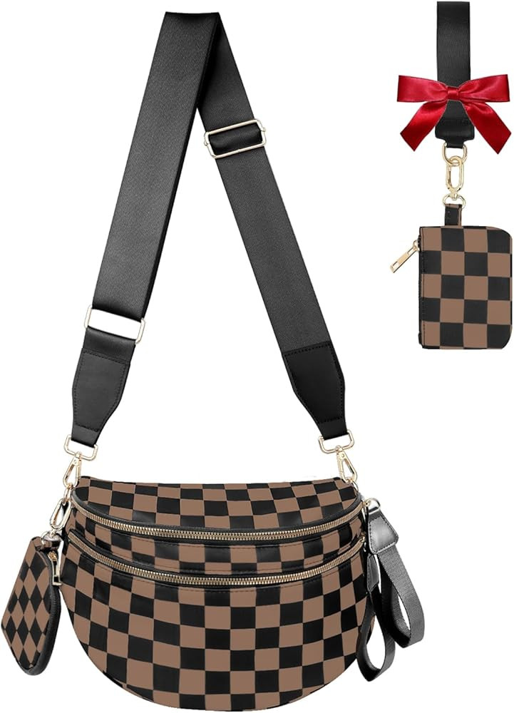 Crossbody Bags for Women Bum Bag Nylon Fashion Waist Packs Fanny Packs Belt Bag Checkered Purse H... | Amazon (US)