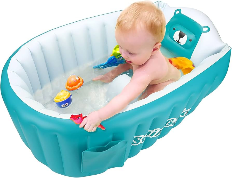 Inflatable Bathing Tub for Toddler,Non Slip Safety Thick Cushion Central Seat,Portable Travel Sea... | Amazon (US)