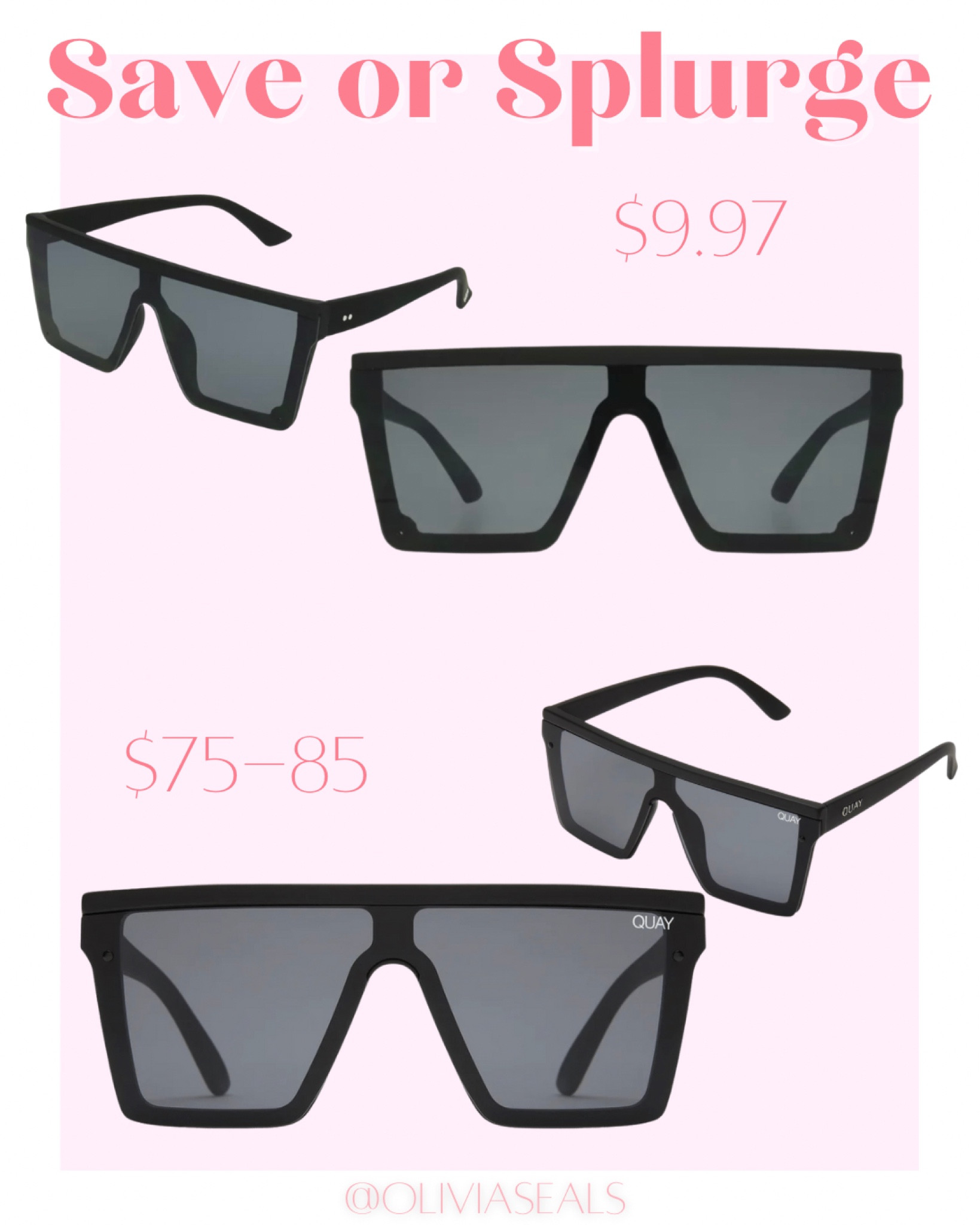 Save or Splurge sunglasses: Quay vs. Walmart.

#LTKGiftGuide #LTKunder100 #LTKunder50