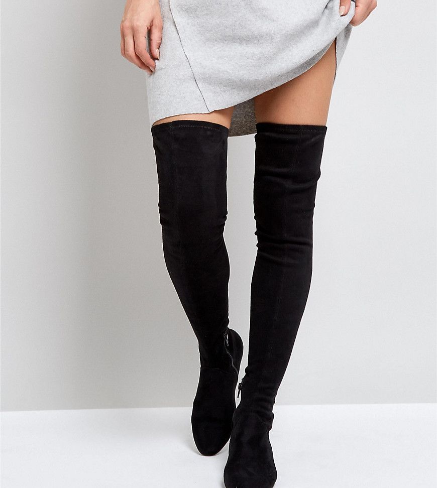 ASOS KASBA Flat Over The Knee Boots - Black | ASOS US