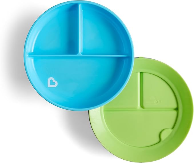 Munchkin Stay Put Divided Plates - 2 Pack Baby & Toddler Plate Set with Compartments, Suction Pla... | Amazon (UK)