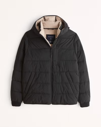 Men's Recycled Fill Lightweight Hooded Puffer | Men's Coats & Jackets | Abercrombie.com | Abercrombie & Fitch (US)