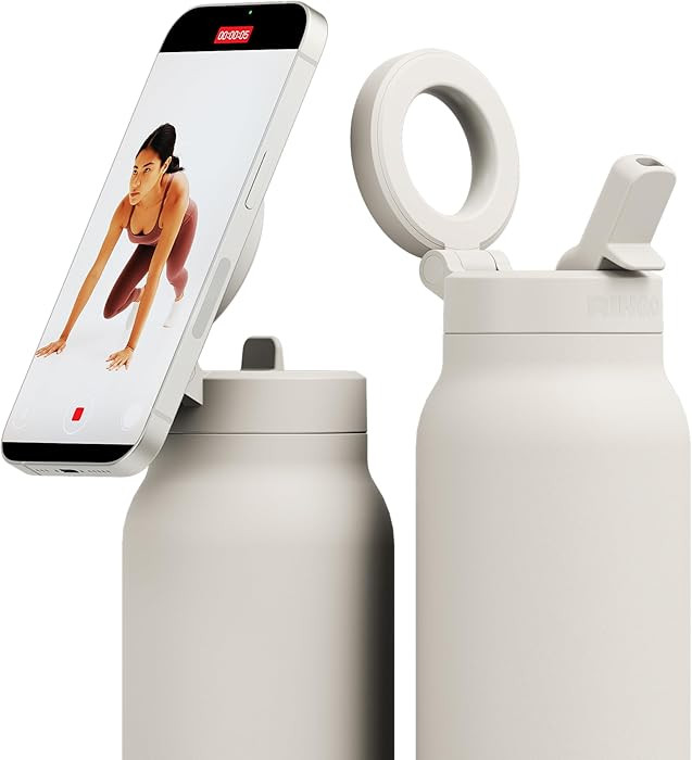 RINGO PRO Water Bottle with Magnetic Phone Mount & Sip Straw Lid - Insulated Stainless Steel Bott... | Amazon (US)
