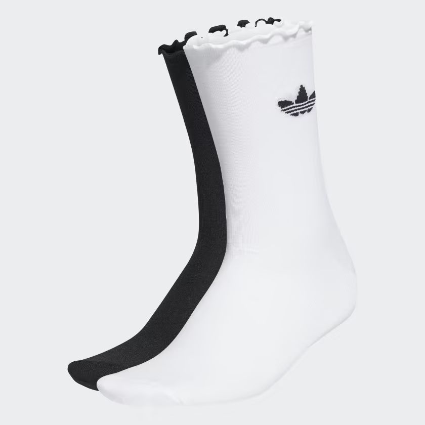 adidas Semi-Sheer Ruffle Crew Socks 2 Pairs - White | adidas Canada | adidas (CA)