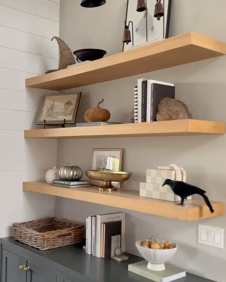 Fall shelf styling favorites! A mix of neutral staples I love and seasonal touches, for both fall and Halloween! 

#LTKStyleTip #LTKHome