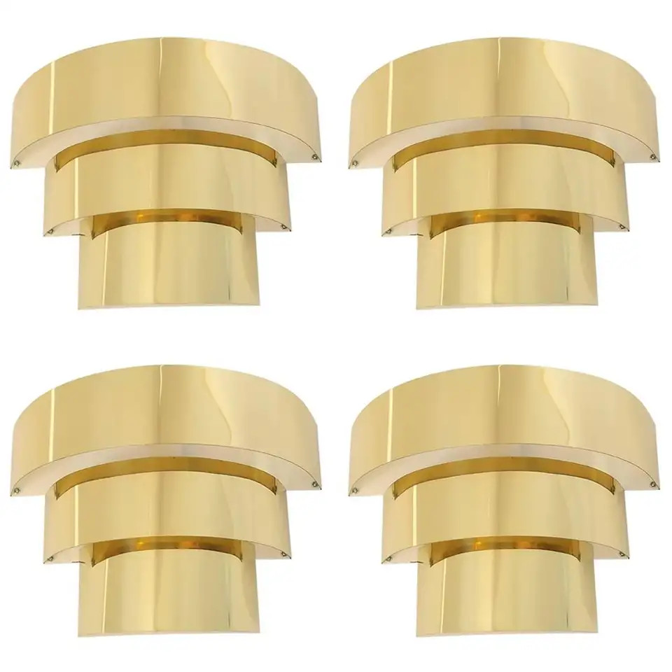 Cascade Brass Plated Wall Sconces 1990s , USA | 1stDibs