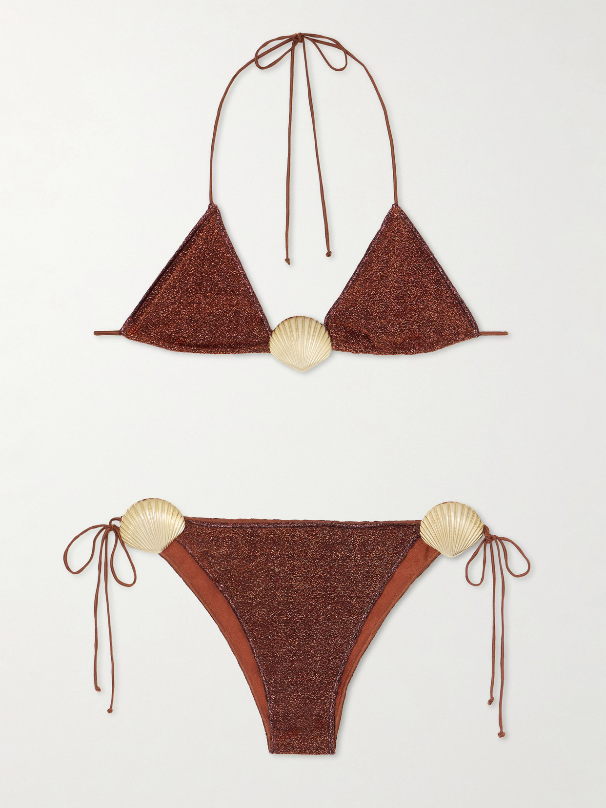 Oséree - Lumiere Embellished Bikini Set - Brown | NET-A-PORTER (US)