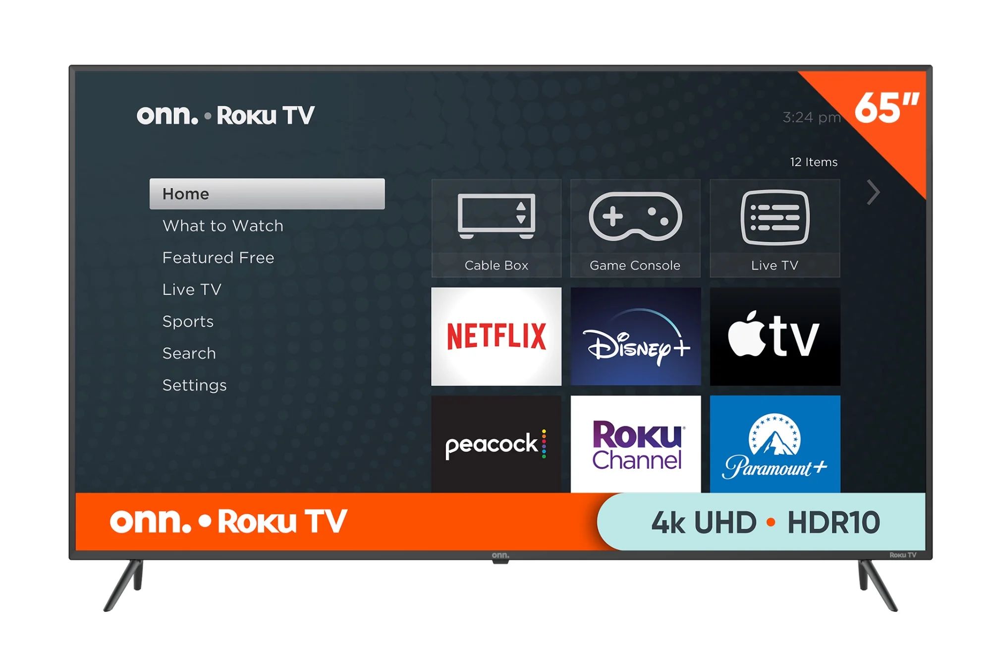 onn. 65” Class 4K UHD (2160P) LED Roku Smart Television HDR (100012587) | Walmart (US)