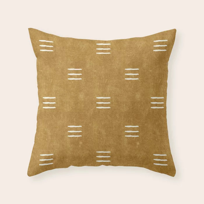 triple dash - mustard Throw Pillow by Little Arrow Decor | Society6