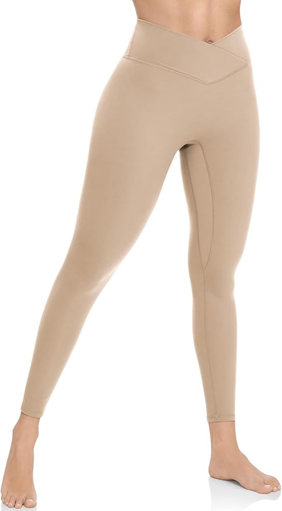 UEU V Cross High Waisted Leggings for Women, Workout Yoga Running Pants, Tummy Control No Front S... | Amazon (US)