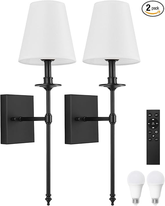 Wall Sconces Set of Two with Remote,Dimming 10%-100% & Adjustable Colors 2700K-6500K,Hardwired Wa... | Amazon (US)