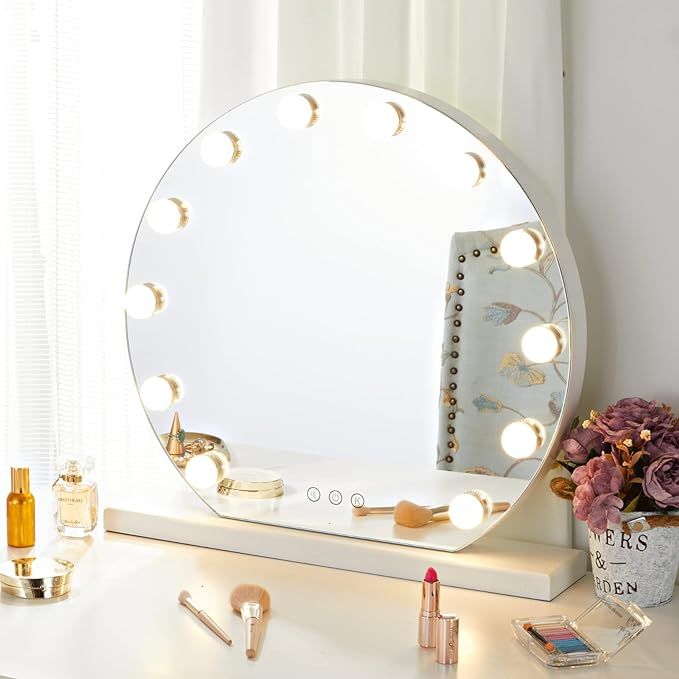 YOKUKINA Vanity Mirror with Lights, 20" LED Hollywood Lighted Makeup Mirror with 12 Light Bulbs, ... | Amazon (US)