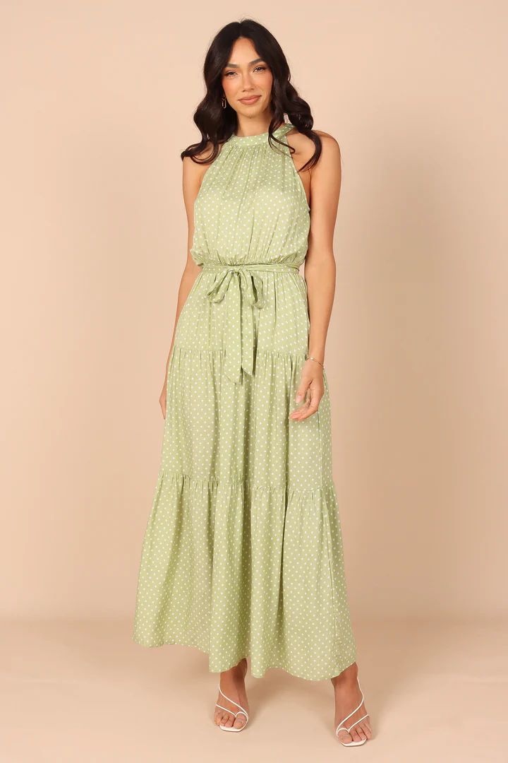 Makayla Halter Maxi Dress - Green Spot | Petal & Pup (US)