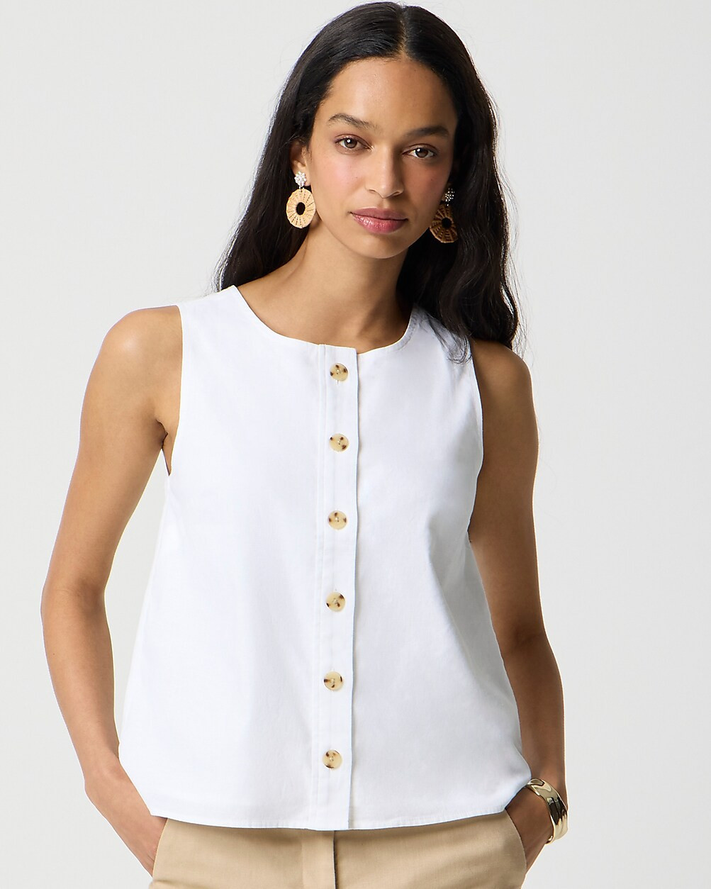 Linen-blend button-front shell | J.Crew Factory