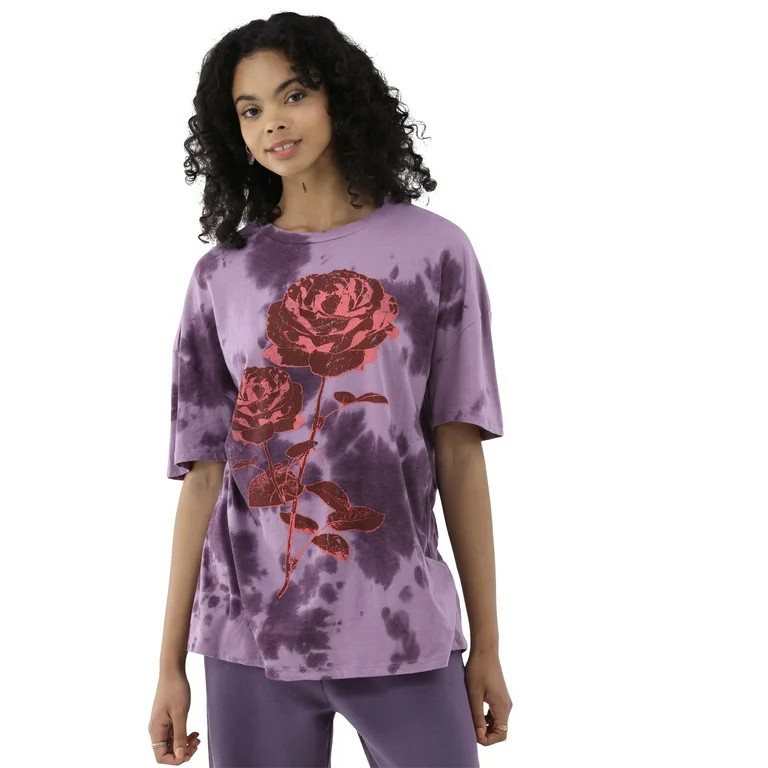 No Boundaries Graphic Boyfriend Tee, Women’s and Women’s Plus | Walmart (US)