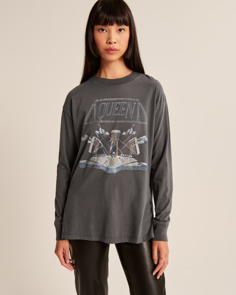Queen Long-Sleeve Boyfriend Band Tee | Abercrombie & Fitch (US)