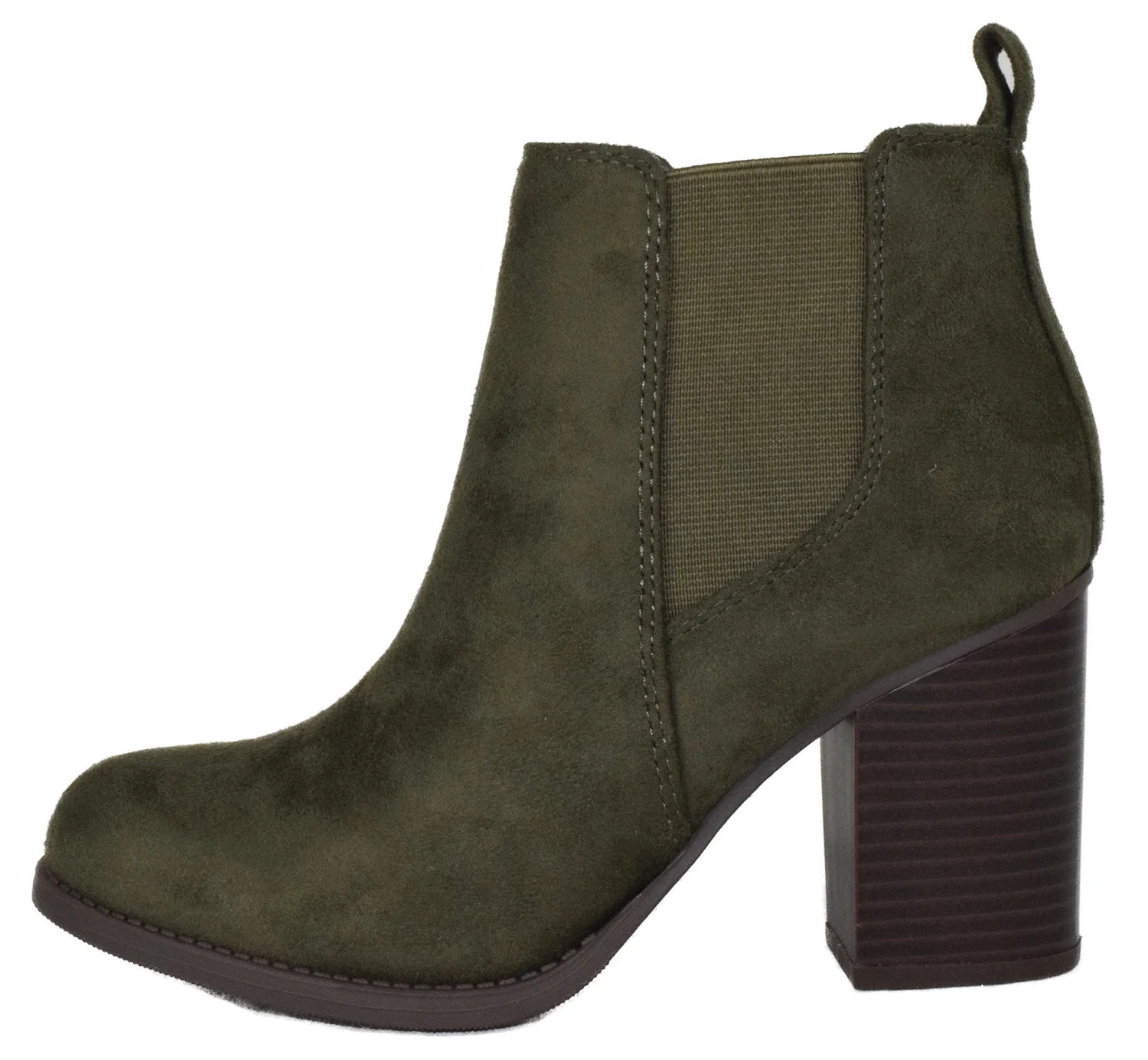 Soda Women Ankle Boots Slip-On Booties Elastic Shaft Pointed Toe Block High Heel PHYSIC-S Forest ... | Walmart (US)