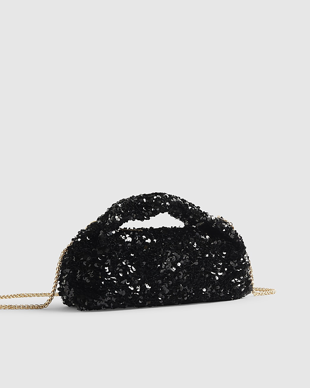 Black Sequin Grab Clutch bag | River Island UK & IE