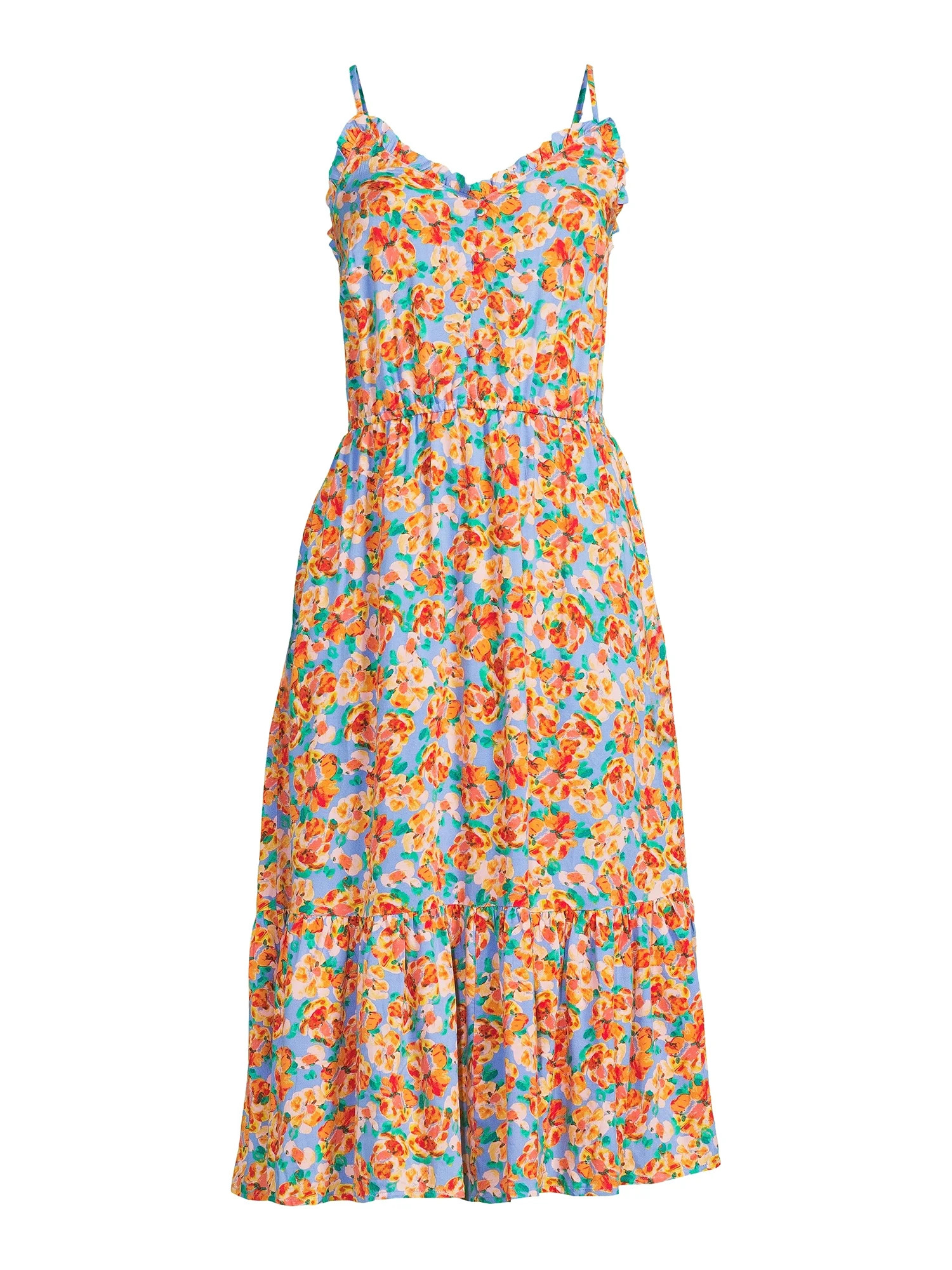 Time and Tru Women’s Tiered Midi Dress - Walmart.com | Walmart (US)