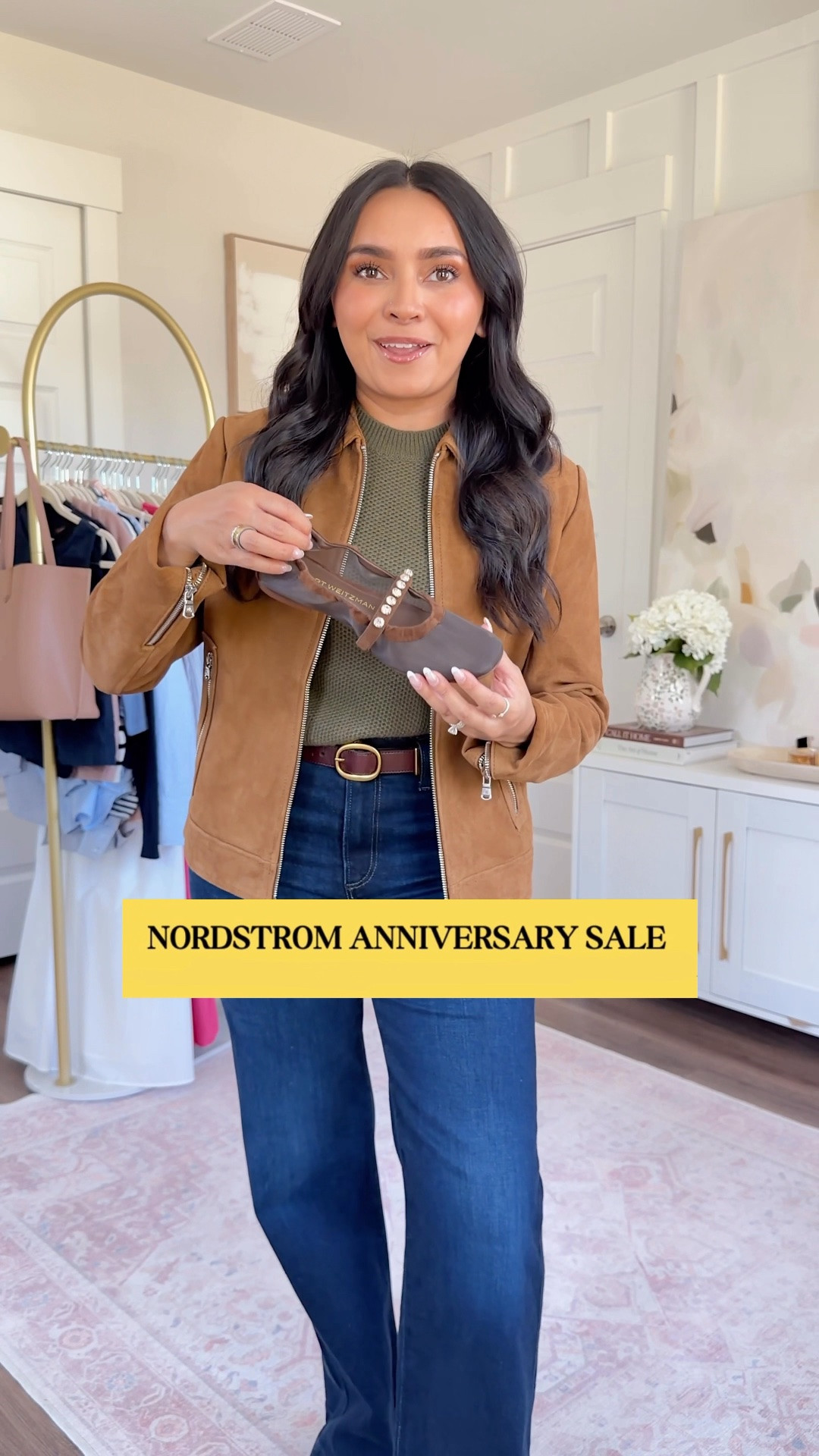 Nordstrom Anniversary Sale!
Suede jacket size xs TTS - size up a size to zip over thick sweaters
Jeans size 26 petite TTS
Green sweater size xxs TTS
Flats size 5.5

#LTKPetite #LTKSaleAlert #LTKootd