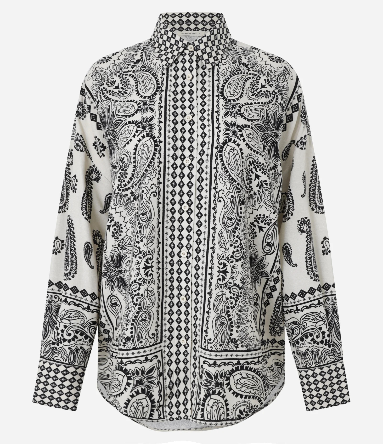 Camisa Alongada em Viscolinho com Estampa Abstrata Bege/Preto - Lojas Renner | Renner (BR)