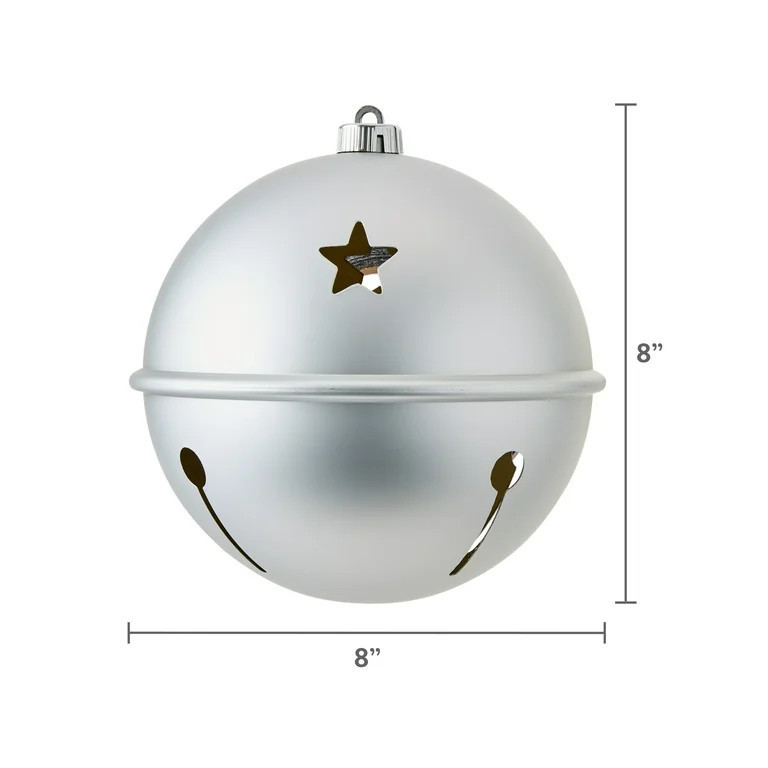 Silver Jumbo Bell Shatterproof Christmas Ornaments, 4 Count, by Holiday Time | Walmart (US)