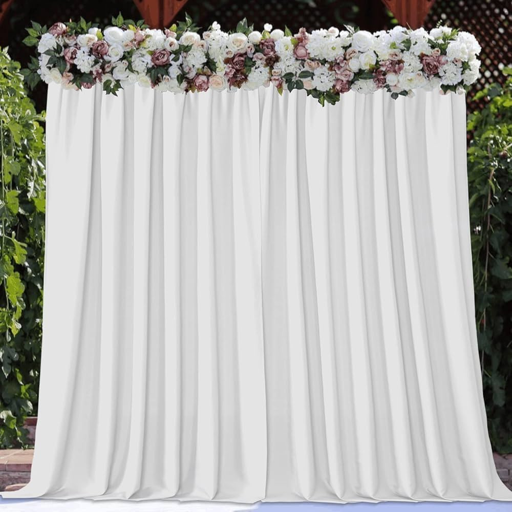 Joydeco White Curtains Backdrop for Wedding Parties, Photo Backdrop Curtains for Wedding Decorati... | Amazon (US)