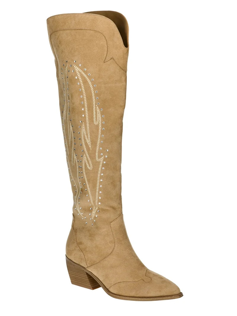 No Boundaries Women's Over the Knee Bling Western Boots | Walmart (US)