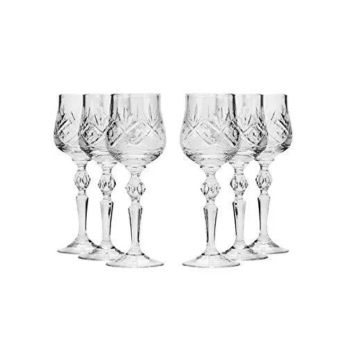 Neman Glassworks, 8oz Russian Crystal Wine Glasses, Goblets on a Stem Set of 6 | Walmart (US)