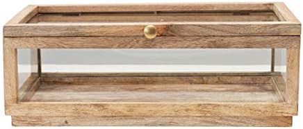 Creative Co-Op Mango Wood & Glass Display Lid Storage Box, Natural | Amazon (US)