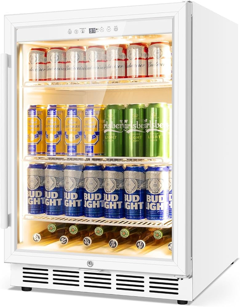 FoMup 24 Inch Beverage Refrigerator with Glass Door, Undercounter Beverage Fridge 200 Cans Large ... | Amazon (US)